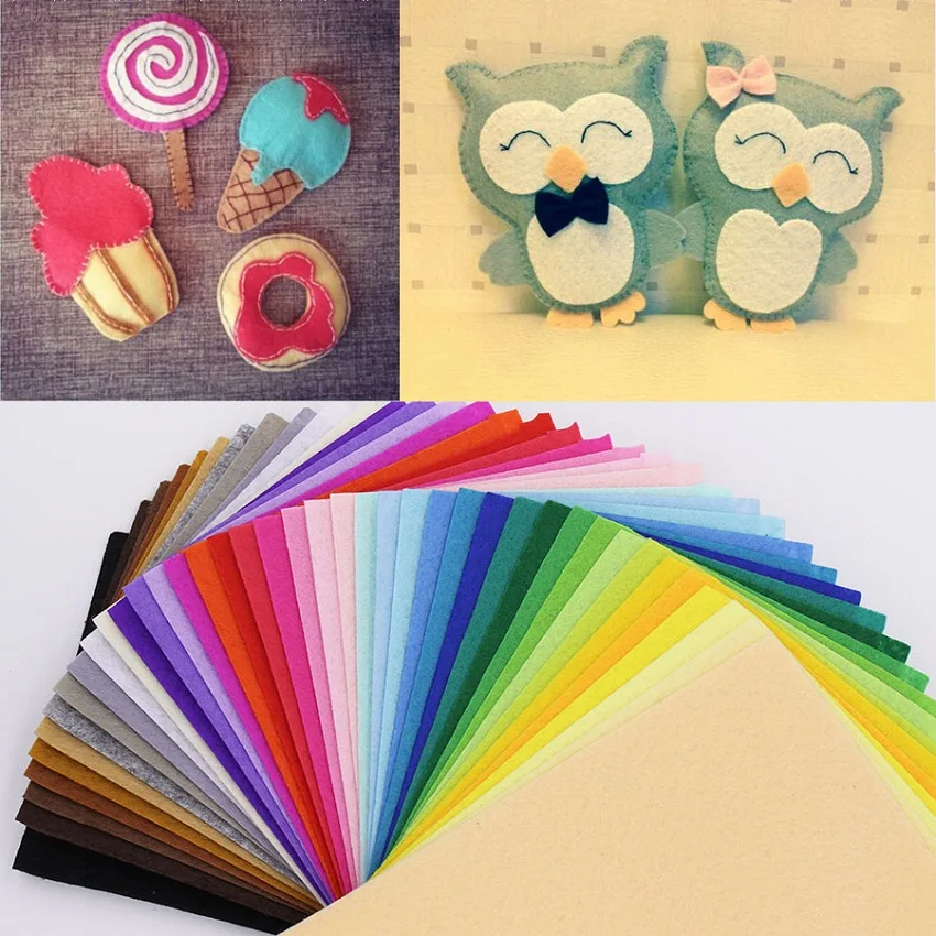 CMCYILING Felt Fabric For Needlework DIY Sewing Crafts ,Polyester Cloth, Nonwoven Sheet 40 Colors  20CMx15CM