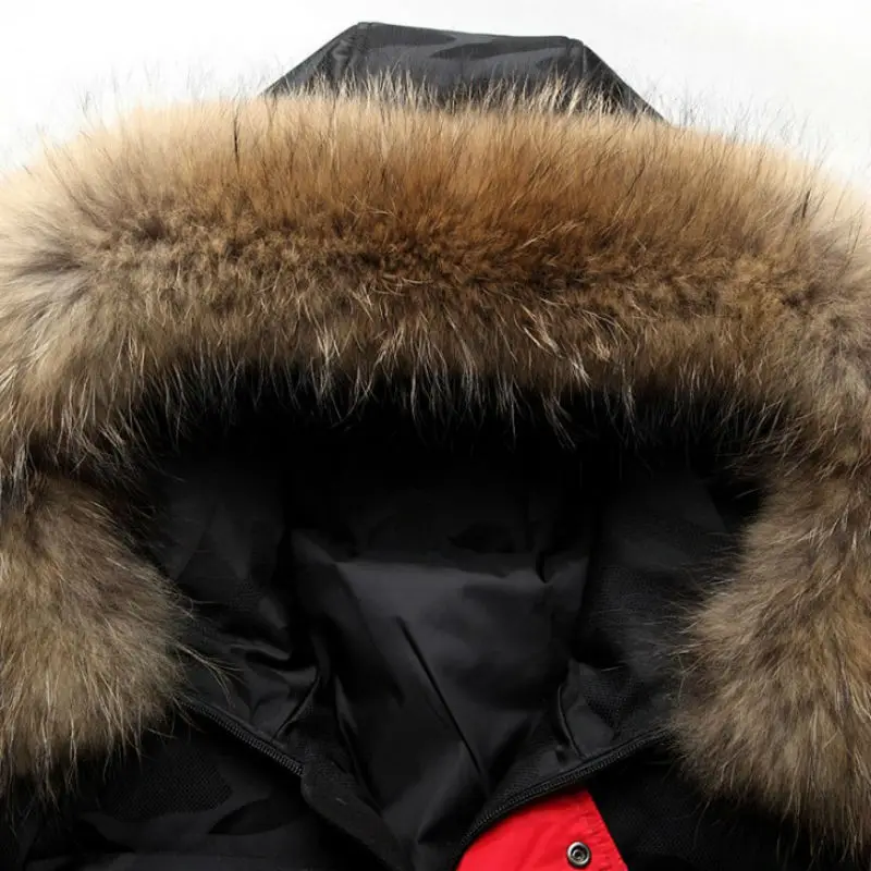 New Fashion Men Down Jackets Black Camouflage Men\'s Winter Coats Waterproof  90% Duck Down Raccoon Fur Collar men Long Parkas