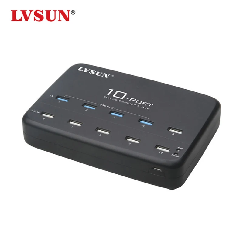 60W 12A 10 Port Desktop Charger With USB Hub For Huawei Mate 10/10 Pro/20/20 Pro/30/9/ 9 Pro/P30/P20/P10 Tablet AC Power Adapter