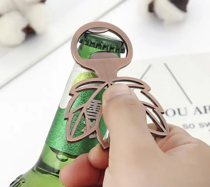 10 pçs folha de bordo rosa ouro abridor de garrafa favores de casamento presentes para convidados obrigado presente festa favores com caixa de presente