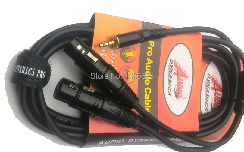 KL High Quality 10FT(3M) 1/8'' Jack DC 3.5mm to 2 XLR Cannon Plug 3 Pin Audiophile Audio Cable 3 meters