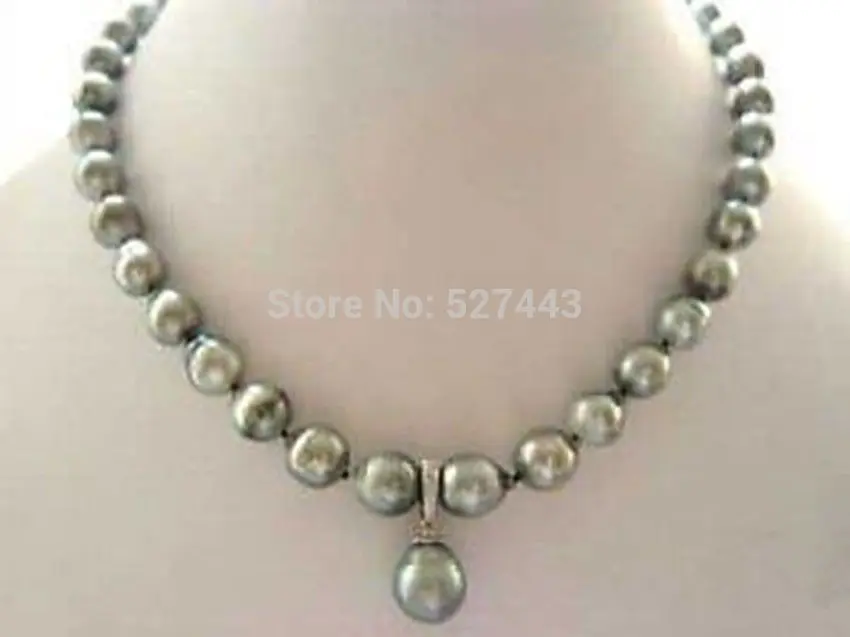 

Prett Lovely Women's Wedding Wholesale RARE High TAHITIAN PEARL NECKLACE WITH PENDANT lady's $ Jewelry Luxury Girls Wedding