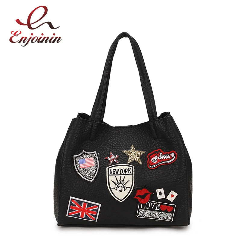 

Fashion Glamorous Badge Star Flag Pattern Pu Leather Women's Composite Bag Handbag Shoulder Bag Ladies Crossbody Messenger Bag