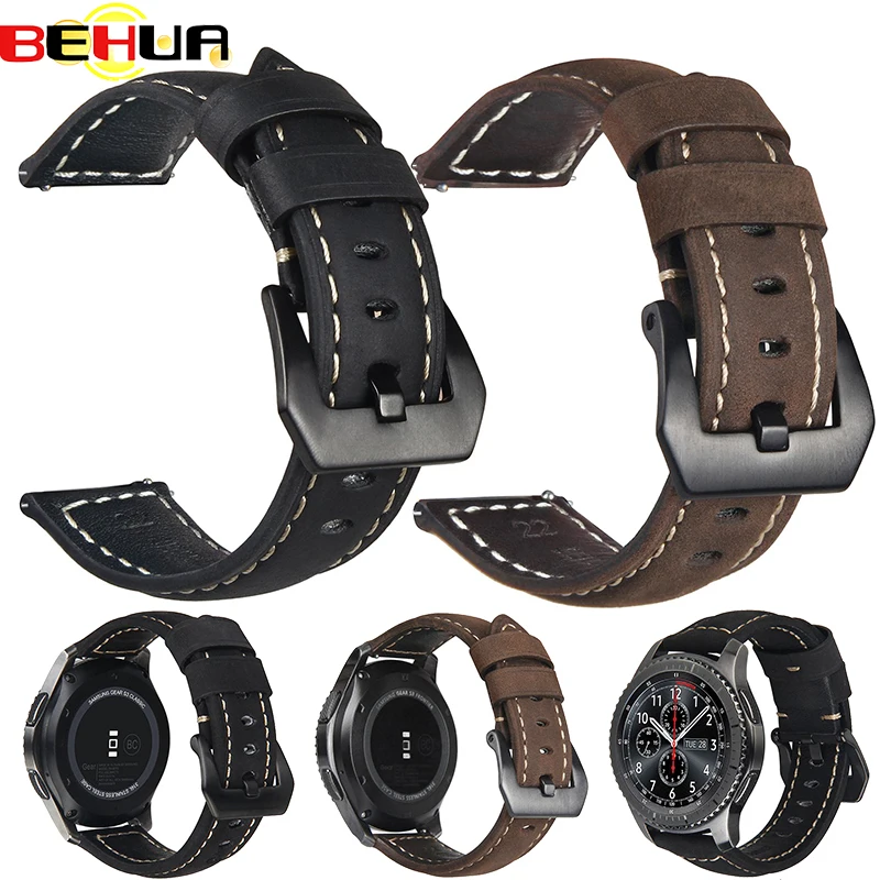20mm 22mm Gear S3 S2 Leather watch strap Band for Samsung Galaxy 42mm/46mm active for Amazfit Stratos 2 2S bracelet band