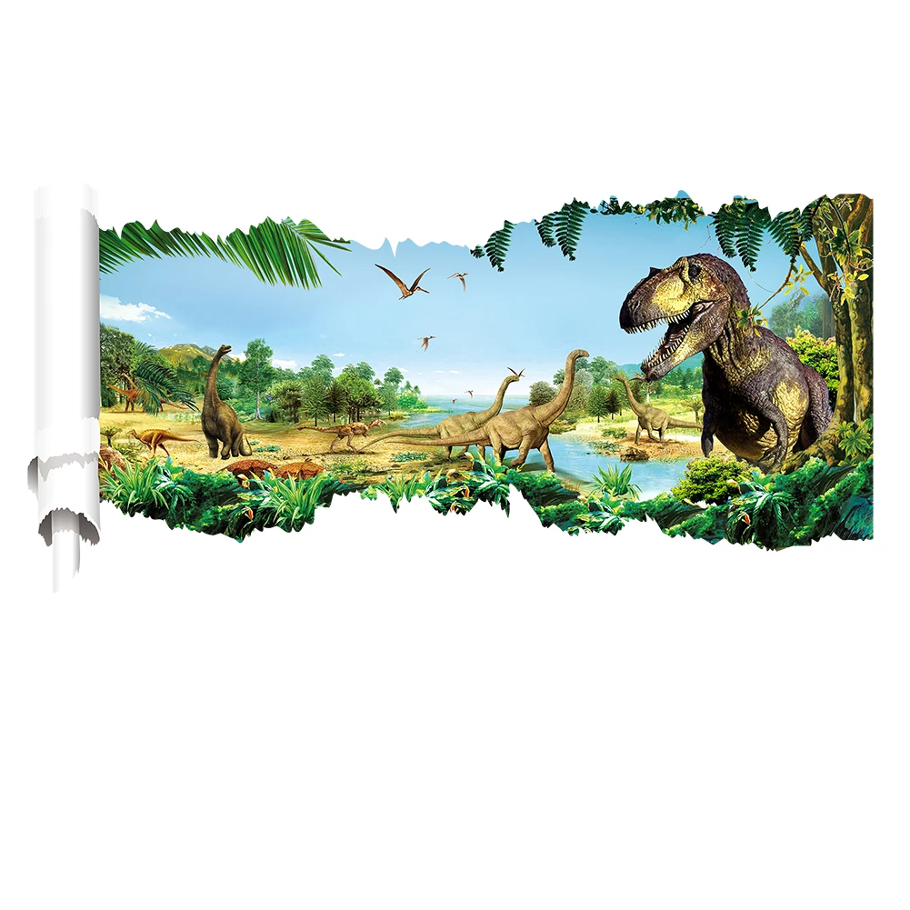 Dinosaur primitive world wall stickers for kids room bedroom nursery classroom wall background decor removable wall decals
