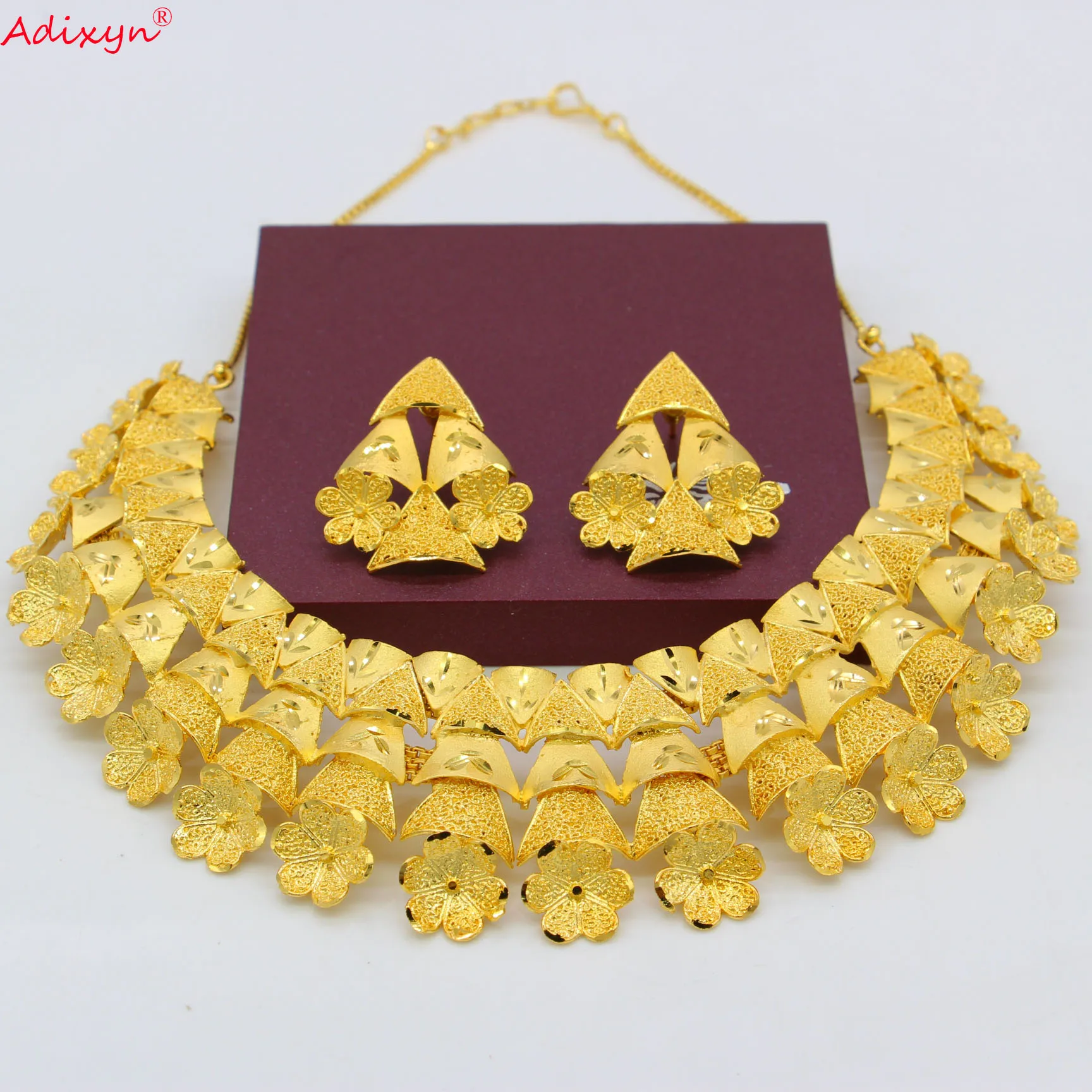 Adixyn Tree Necklace&Earrings Jewelry Set for Women Gold Color /Copper Jewelry African/Ethiopian Bridal Wedding Gifts N06088