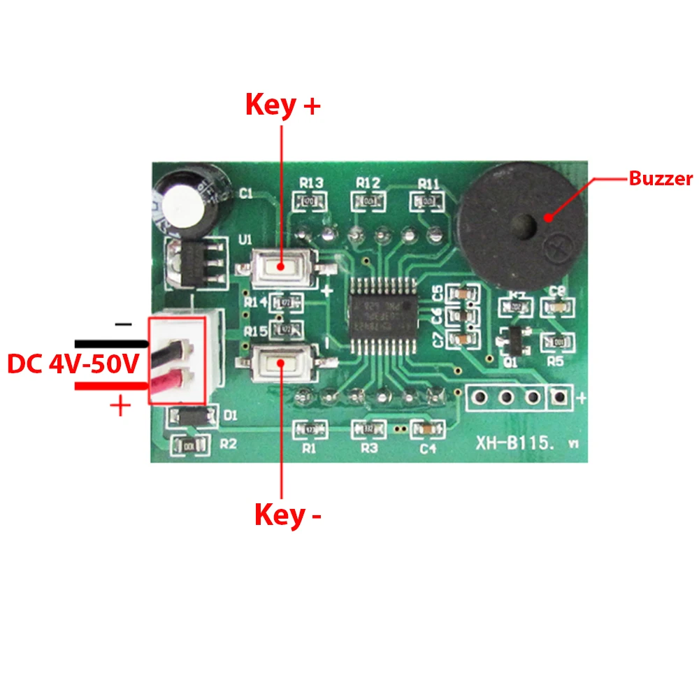 XH-B115 High Low Voltage Alarm Digital Voltage Meter DC 4-50V Upper and Lower Limit Alarm Real-time Display Current