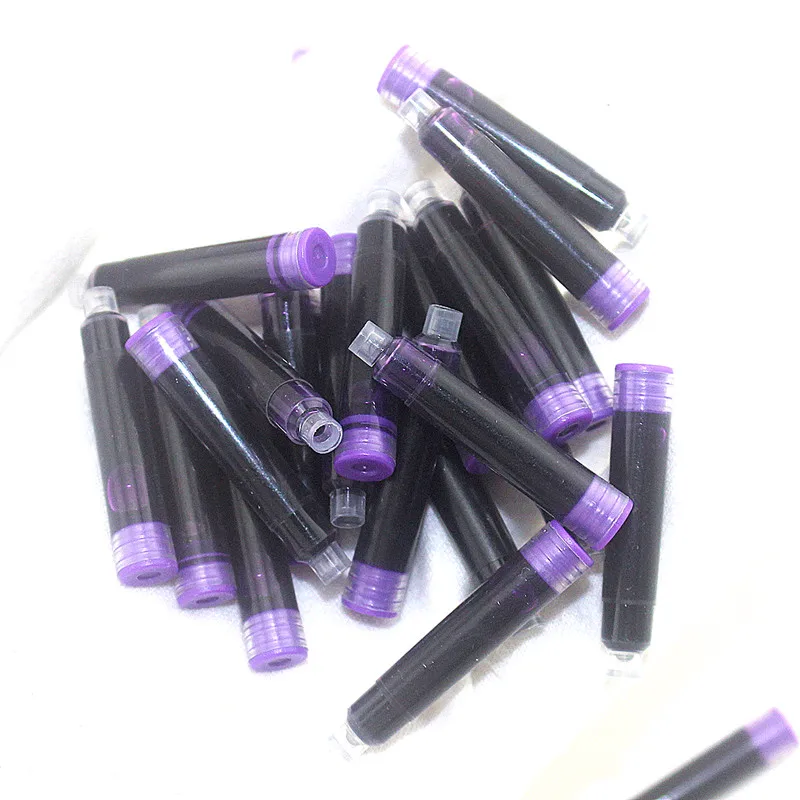 Wholesale 30pcs Disposable purple Fountain Pen Ink Cartridge Refills Length Fountain Pen Ink Cartridge Refills