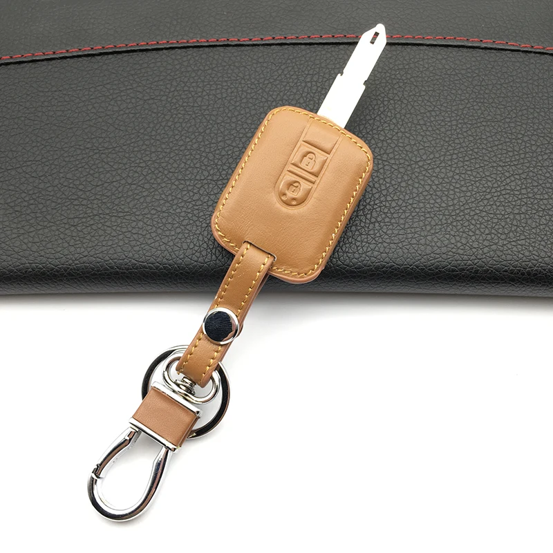 For Nissan Navara Qashqai Micra Almera 2 / 3 Buttons Top layer Leather Car Key Cover Case Fob Remote High Quality Protect Shell