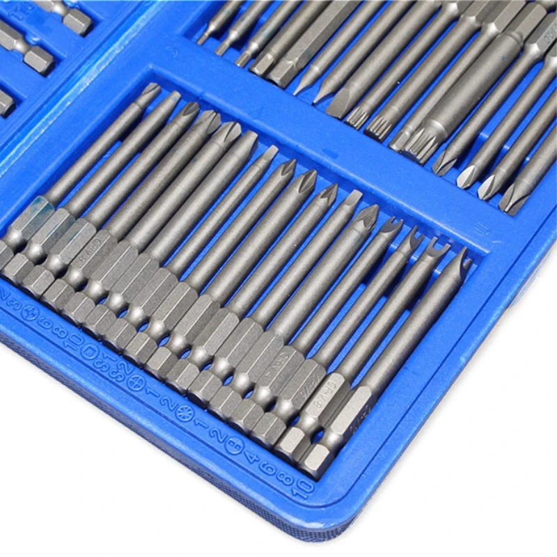 50 Piece Hex Star Torx Extra Long Security Bits Spline Flat Screwdriver Set 6-20