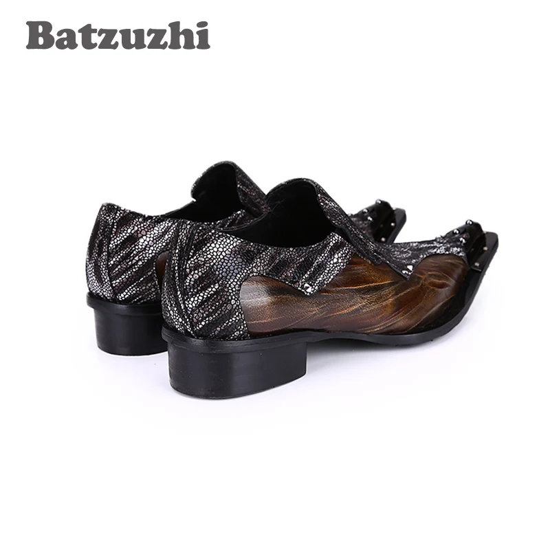 Batzuzhi Japanese Type Fashion Men\'s Leather Shoes Pointed Toe Leather Dress Shoes Men High Inreased Footwear! Big Sizes 38-46