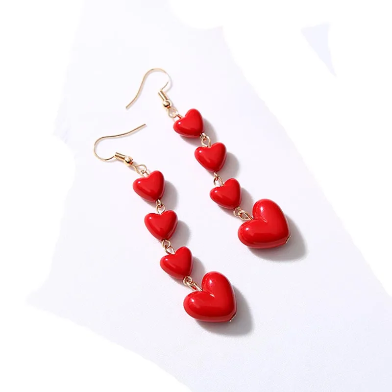 Korean Fashion Temperament Heart Long Tassel Drop Earrings Sweet Simple Multi Love Dangle Brincos Jewelry Gift Wholesale EB184