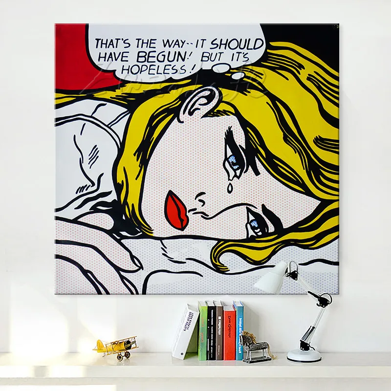 

Lichtenstein Pop Art Cartoon Oil painting acrylic canvas Hand painted Wall Art Picture for living Room Andy Warhol home decor