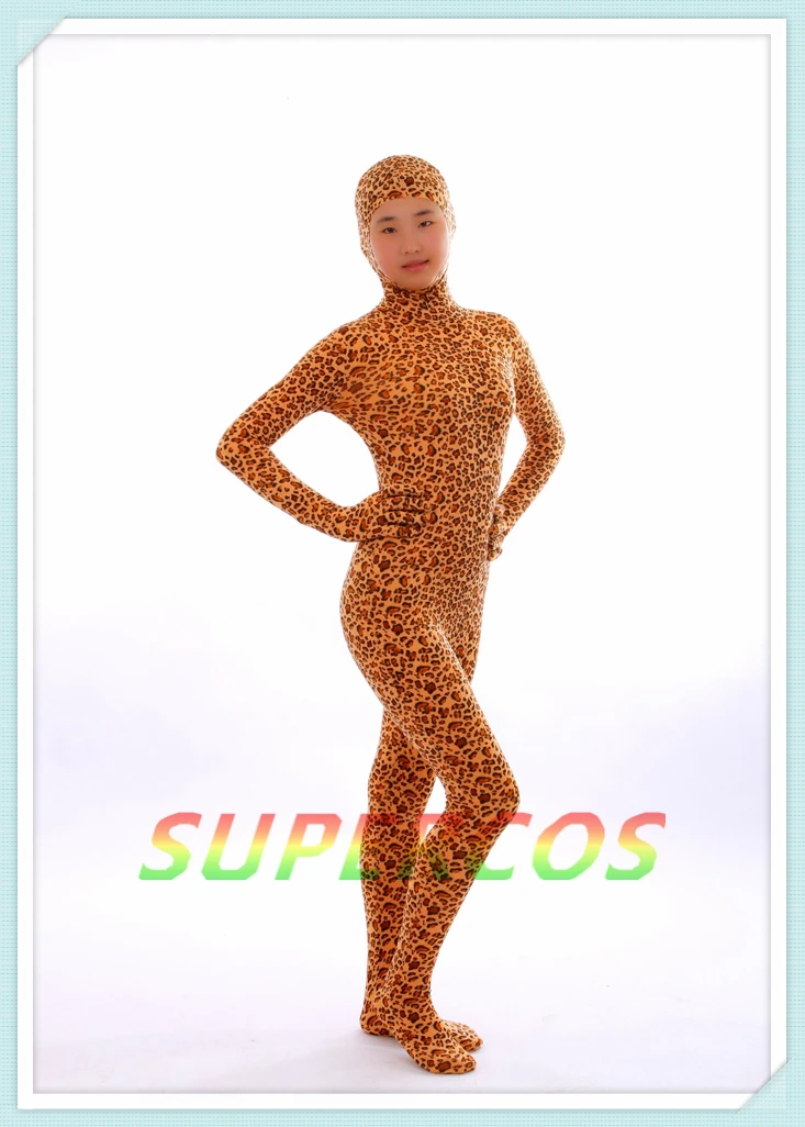 Gratis Verzending! Nieuwe Leopard Spot Spandex Open Gezicht Zentai Suit Halloween Cosplay Kostuum, Perfect Op Maat Voor U!