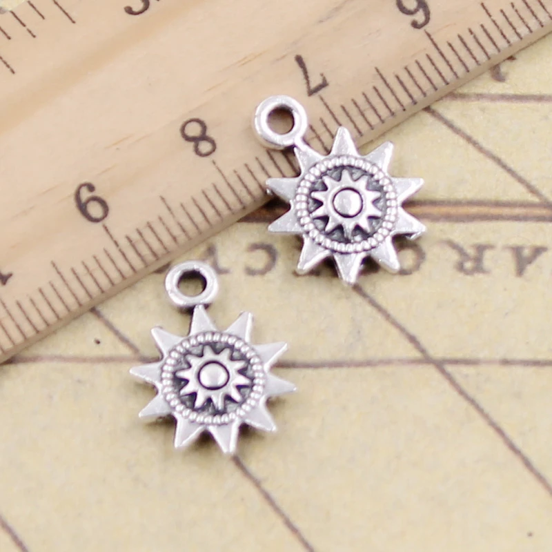 20pcs Charms Sun 17x12mm Tibetan Bronze Silver Color Pendants Antique Jewelry Making DIY Handmade Craft