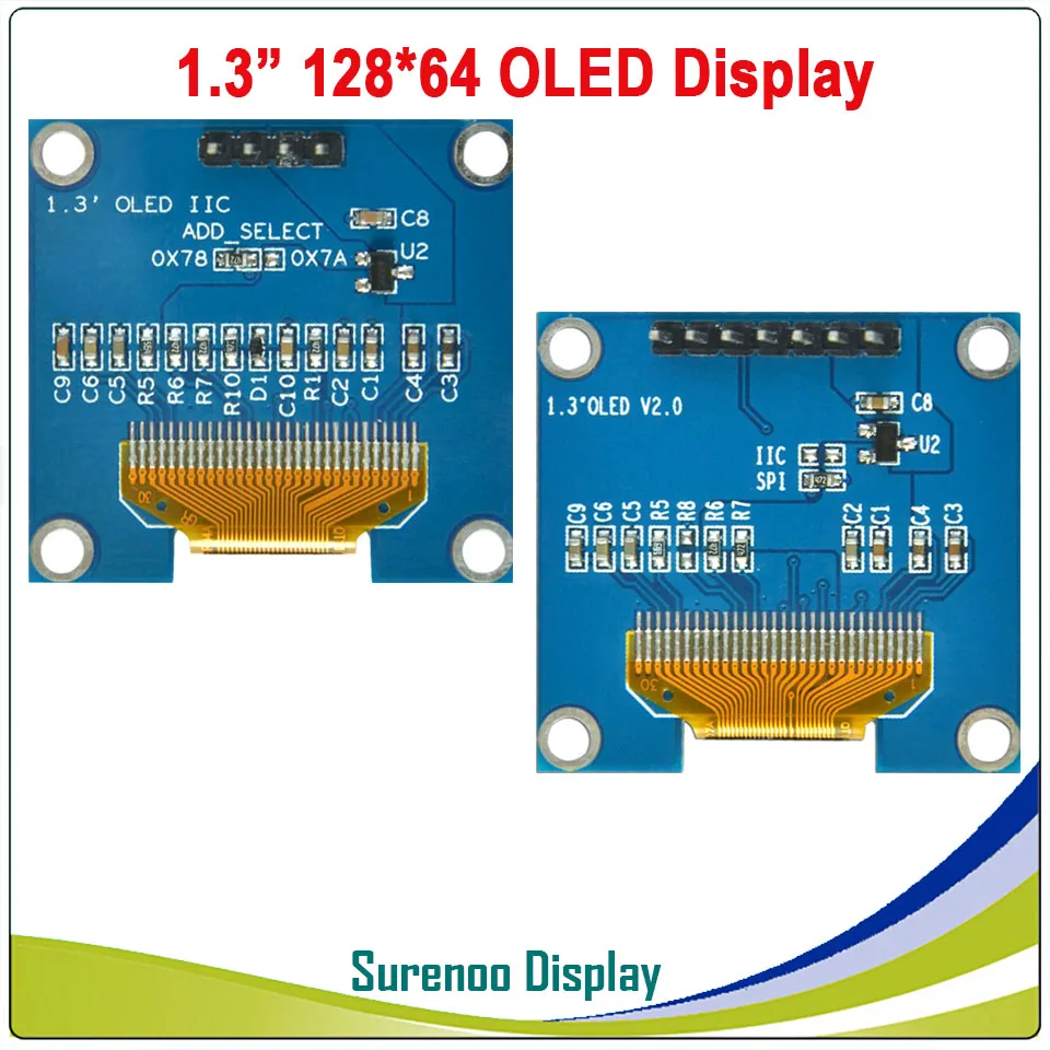 Real OLED Display, 1.3" 128*64 12864 Graphic SPI I2C IIC LCD Module Display Screen LCM SH1106 Controller