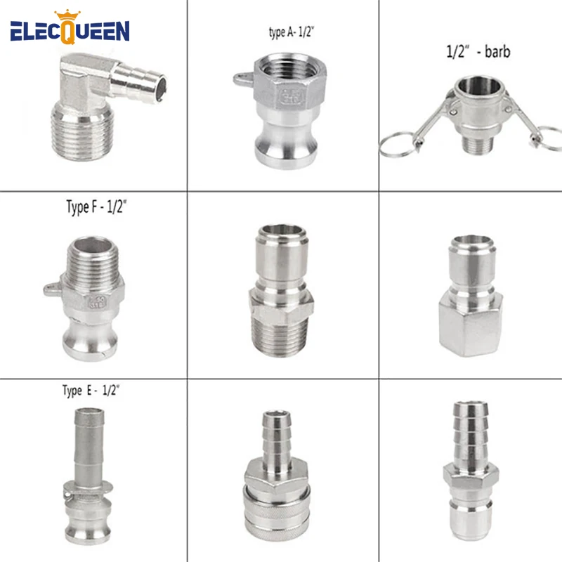 Camlock QD - 1/2 Type A,E, F  &  Beer Quick Disconnect Set, Homebrew Fitting, 1/2\