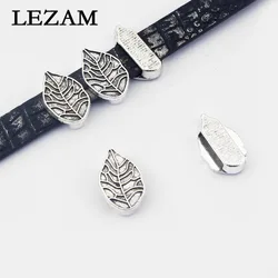 20 Pcs Antique Leaf Tone Slider Spacer Bead For Flat Leather Bracelet Making