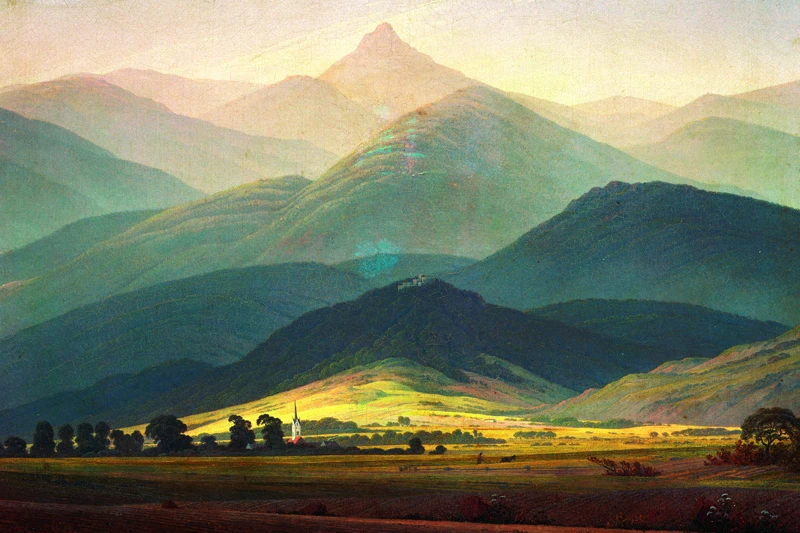 landscape picture scenery prints giant poster home picture wall art Mountain view of Riesengebirge by Caspar David Friedrich