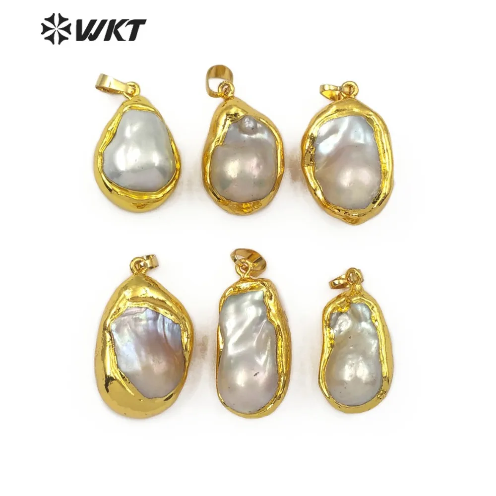 WT-JP103 White Baroque Pearl Pendant Random Shape Big Drop Jewelry Gold Plated For Women Daily Decoration