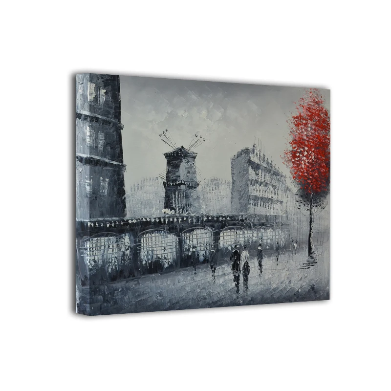 

Modern home decor hand-painted oil painting restoring ancient ways of city street landscape DM15062711