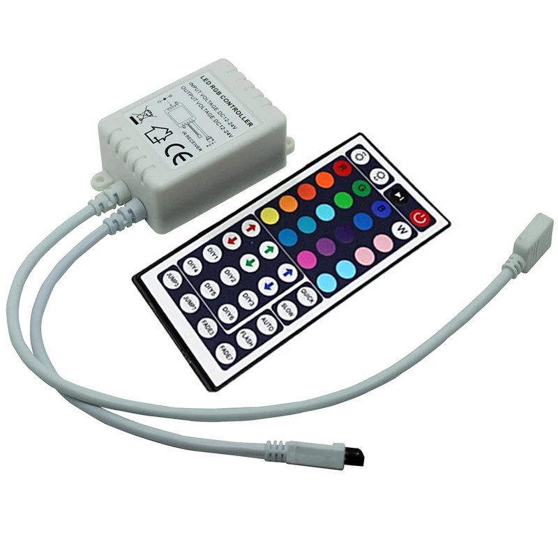 

44keys Wireless Infrared IR RGB LED Controller;DC12-24V;Output:3channels;Output current:<2A(each channel);power:12V<72W,24V<144W