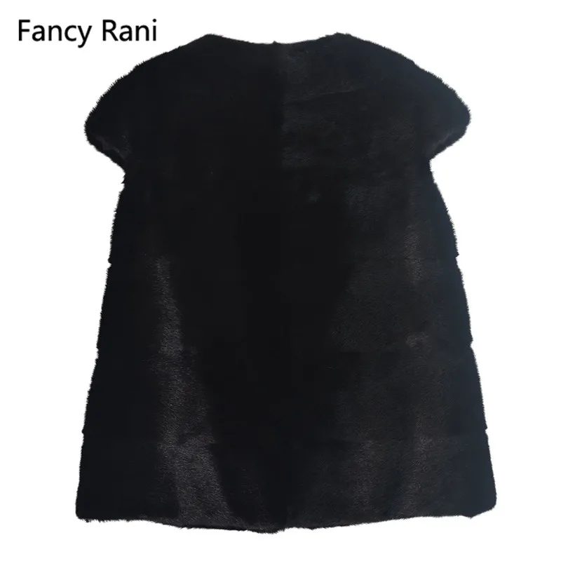 Fancy Rani Real Mink Fur Coat Long Fashion Whole Skin Mink Fur Vest High Quality Luxury Sleeveless Women Natural Fur Vest