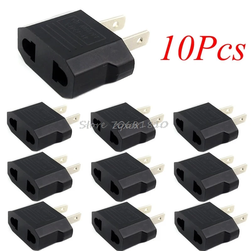 10Pcs European Euro EU to US USA Plug Travel Charger Adapter Outlet Converter Whosale&Dropship