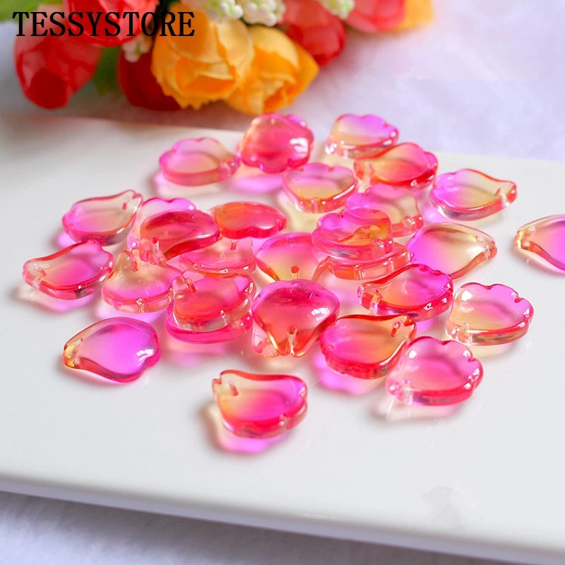 10pcs Czech Flower Petals Lampwork Beads Multi Gradient Color Glass Beads For Jewelry Making Earrings Handmade DIY Accessories