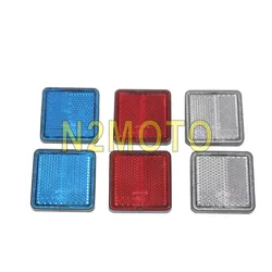 5cm Square Blue Red White 2pcs Warning Safety Reflector Bolt On Reflectors Plate for Honda Yamaha Suzuki Kawasaki