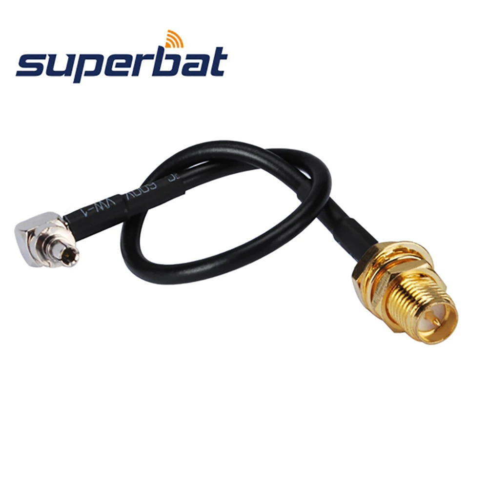 Superbat CRC9 Plug Right Angle to RP-SMA Jack(male pin) Pigtail RG174 15cm RF Coaxial Cable for Huawei USB modem