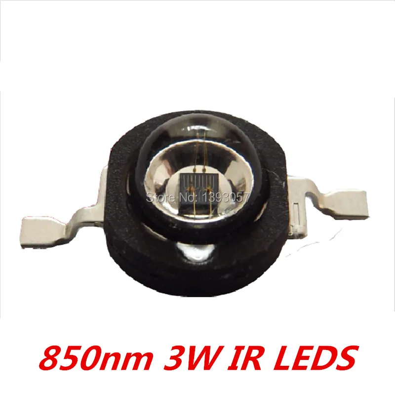 

50 Pcs 3W Infrared IR 850nm High Power LED Bead Emitter DC1.8-2.2V CCTV Camera IR Diode for Security Black LEDs