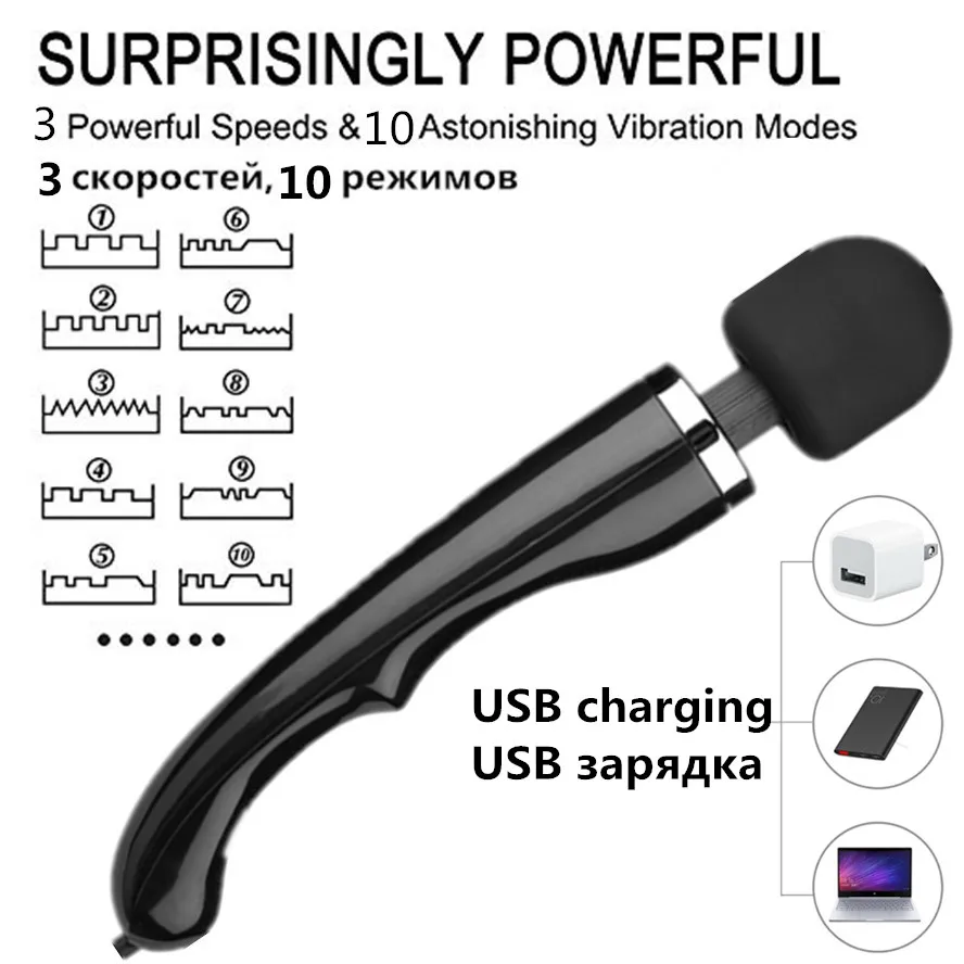 جهاز تدليك العصا السحرية للنساء ، سرعة 30 ، منتج جنسي ضخم ، هزاز قوي ، محفز البظر ، تدليك الجسم ، لعبة الجنس #3