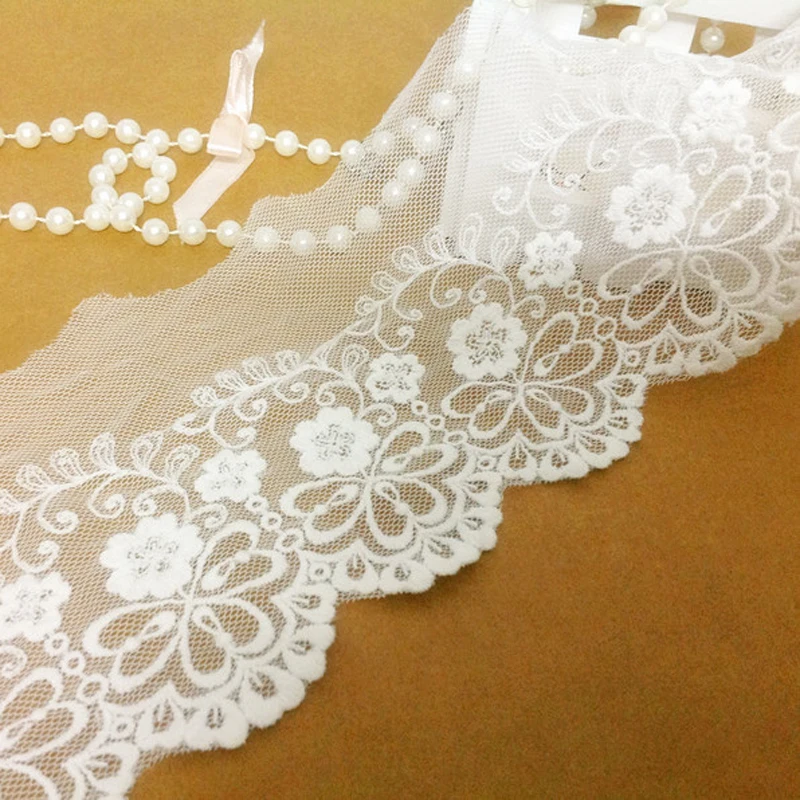 

10 yards 12cm 4.72" wide white mesh embroidery lace trim ribbon DIY Garment Accessories 29724L4K83