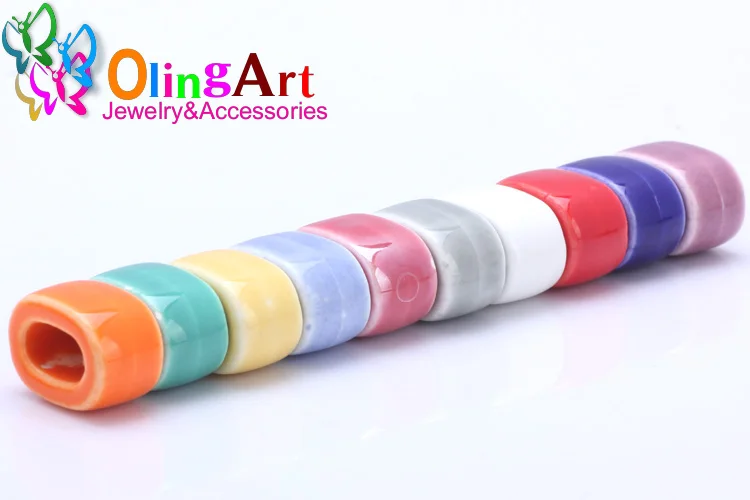 OlingArt 18*10mm 6 Stück/Set Leder-Verschlüsse Keramik-Quadratlochperlen Neuer Topseller Mehrfarbige Mischung DIY Schmuckherstellung Leder – Detail 20