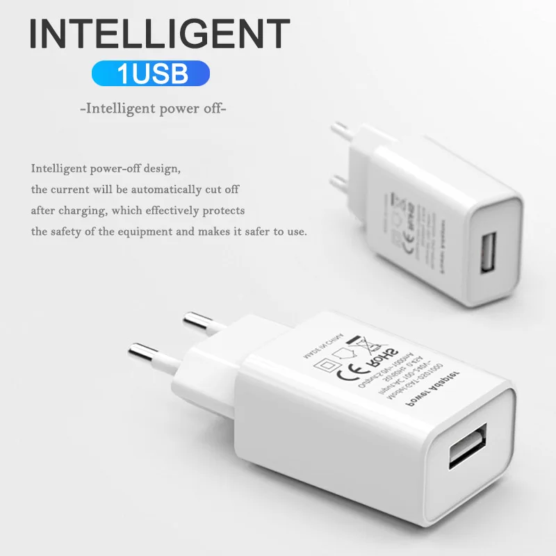 5V1A USB Mobile Phone Charger EU Conversion plug Adaptor AC Power Adapter Travel Wall Charge 100-240V For Samsung S8/Note8