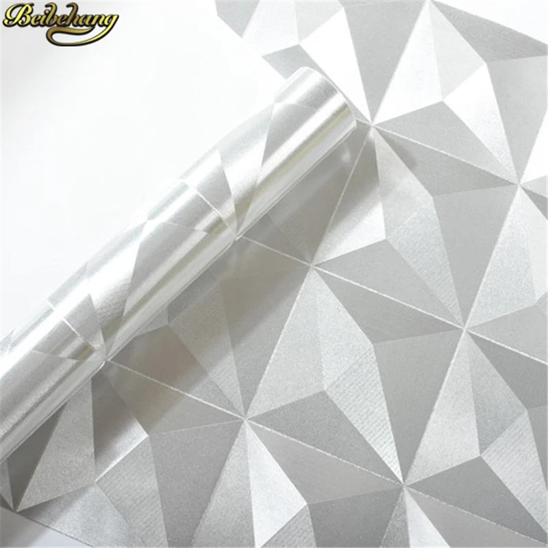 beibehang Gold foil Ceiling wallpaper 3d white diamond hotel living room bedroom European roof top roof geometry wallpaper roll