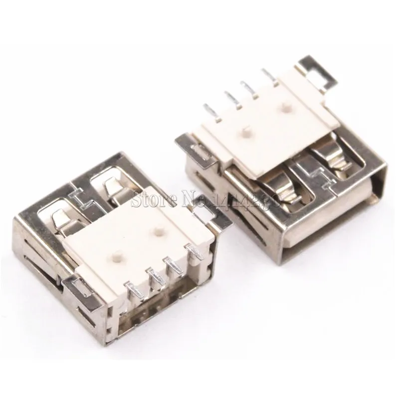 100PCS USB Type A Standard Port Female Solder Jacks Connector PCB Socket USB-A type SMT 4pin