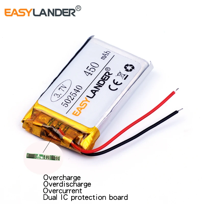 502540 3.7V 450mAh Rechargeable Lithium Li-ion Polymer Battery 502438