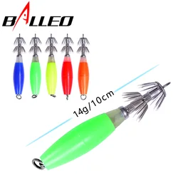 Balleo 4pcs Luminescent Simulation squid hard bait hook attracting false bait double hook fishing gear cuttlefish fishing hook