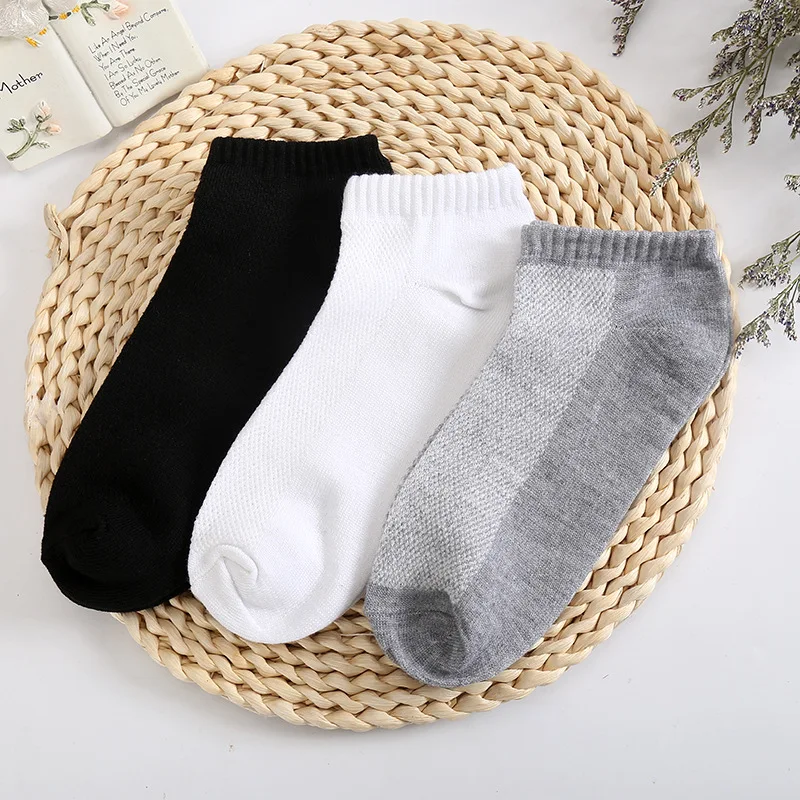 20Pcs=10Pair Solid Socks Size EUR 36-43 Mesh Men's Socks Invisible Ankle Socks Men Summer Breathable Thin Boat Socks Cheap Price