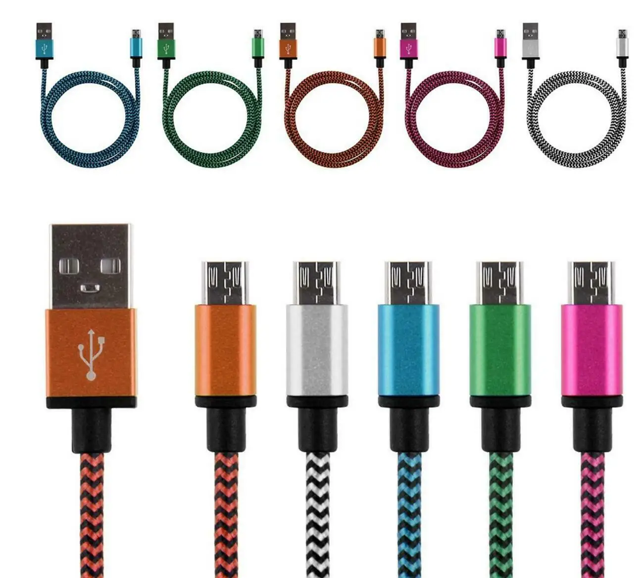 Usb Data Charger Kabel Gevlochten Aluminium Micro Usb Type C Data Sync Sneller Charger Kabel Voor Android Smart Telefoon