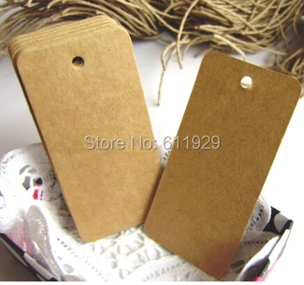 Free shipping wholesales blank rectangle kraft paper hang tags 3.9x7.8cm/DIY decorated gift card/garment price tag 300 pcs a lot