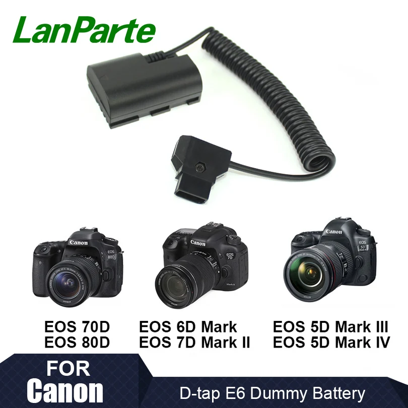 

Lanparte D-tap E6 Fixed Voltage Dummy Battery Pack for Canon 70D 6D Mark II IV 5D Mark II Camera