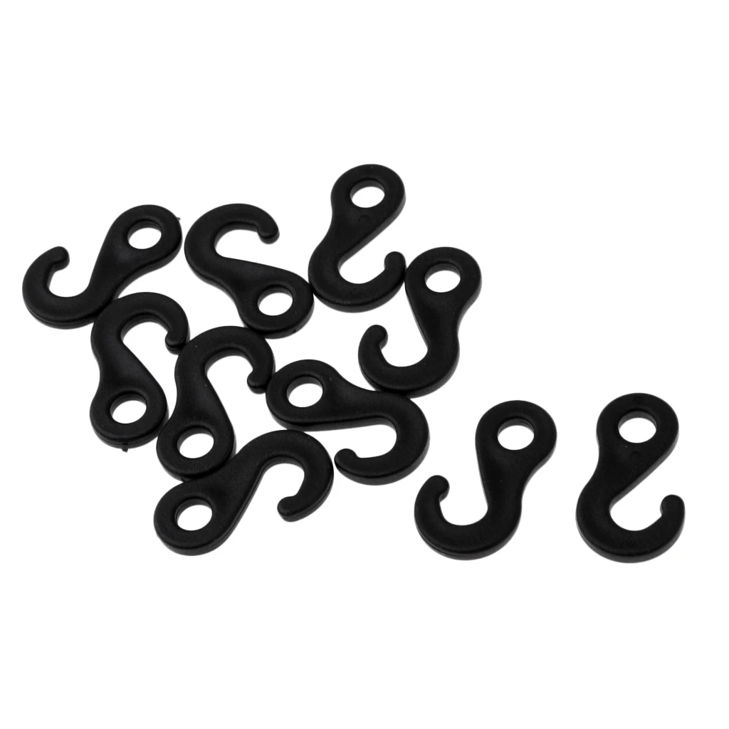10 Pcs Plastic Shock Backpack Bungee Cord Karabiner Hook Elastic Cord Rope End Buckle Camping Tent Fasten Hanging Tool Accessory