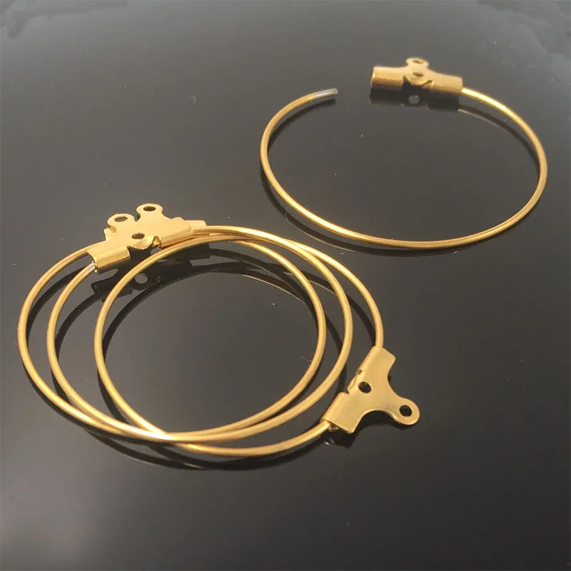 Round Gold Beading Hoop Loops Earring Finding Component 25mm Stainless Steel Hypoallergenic Nickle Free Lead