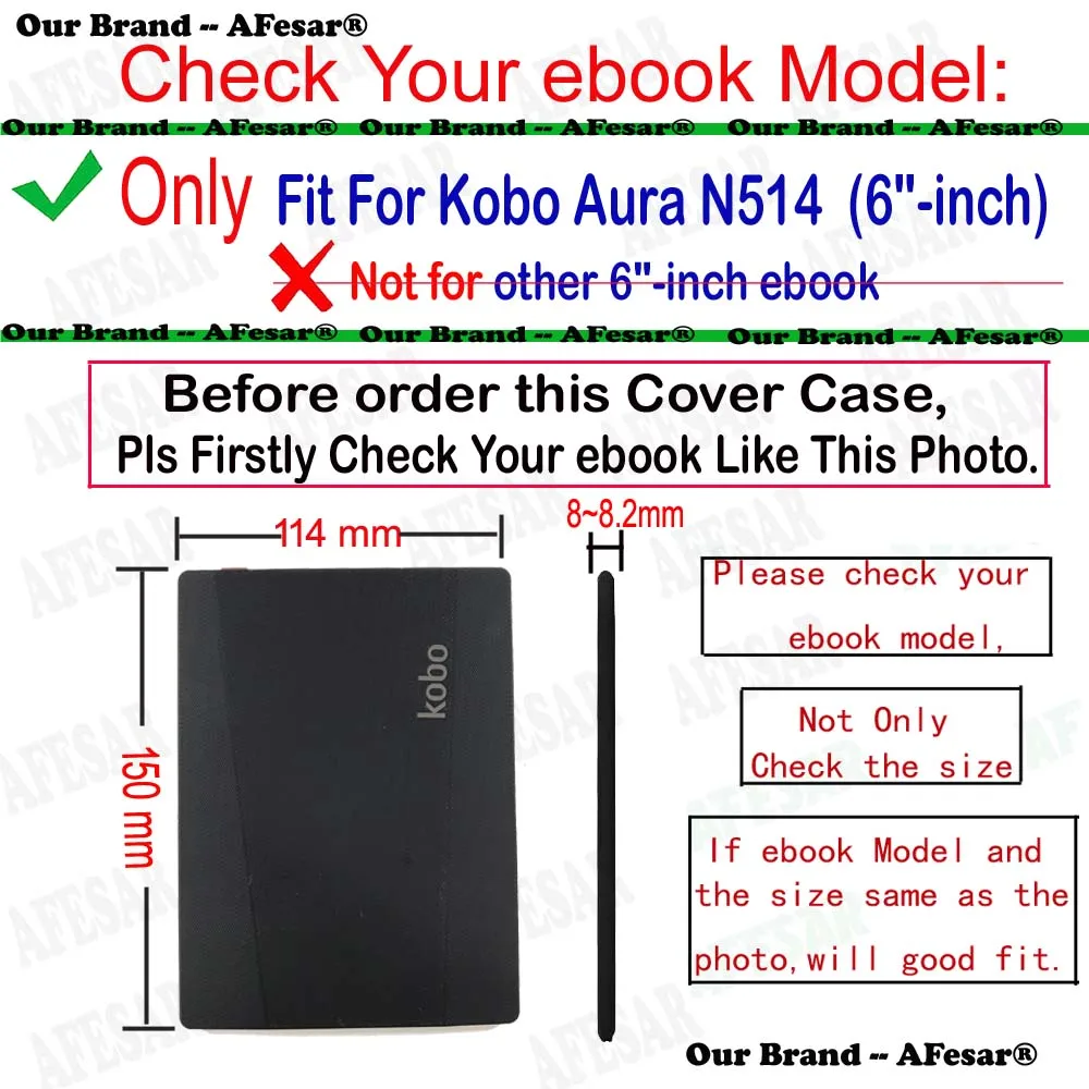 High Quality Book Cover For Capa Kobo Aura N514 Model EReader Ebook Case with Flip Book For Rakuten Aura 6 inch 2013