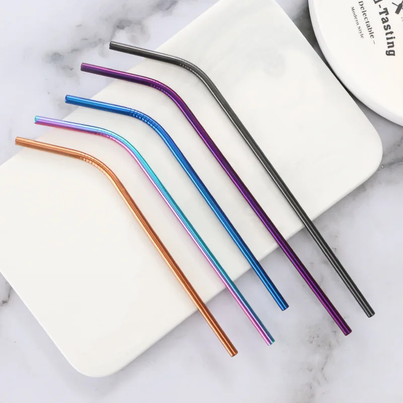 100pcs/lot Black Metal Straws Reusable Drink Straws+20Brush Bent Metal Filter Straw Drinkware for Yerba Mate Tea Bar Accessorie