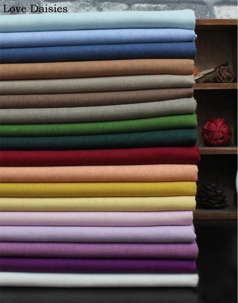 Cotton/Linen Fabrics DARK RED PURPLE OLIVE GREEN BROWN CAMEL Solid Color for DIY Decor Apparel Dress Cushions Handwork Textile