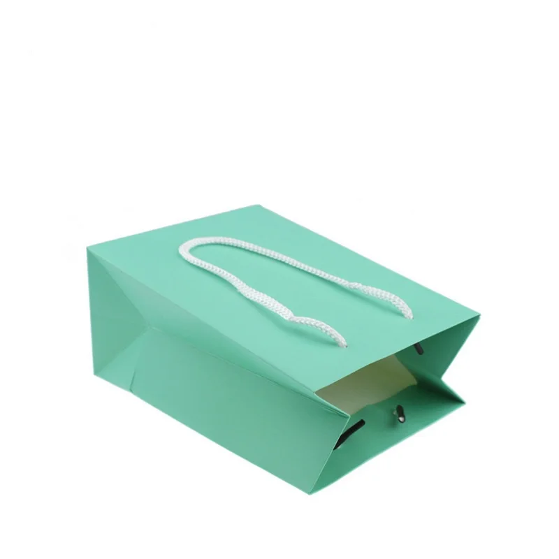 10Pcs Kraft Paper Bag With Handles Elegant Turquoise Packaging Bags For Wedding Birthday Party Jewelry Paper Bags Small Business